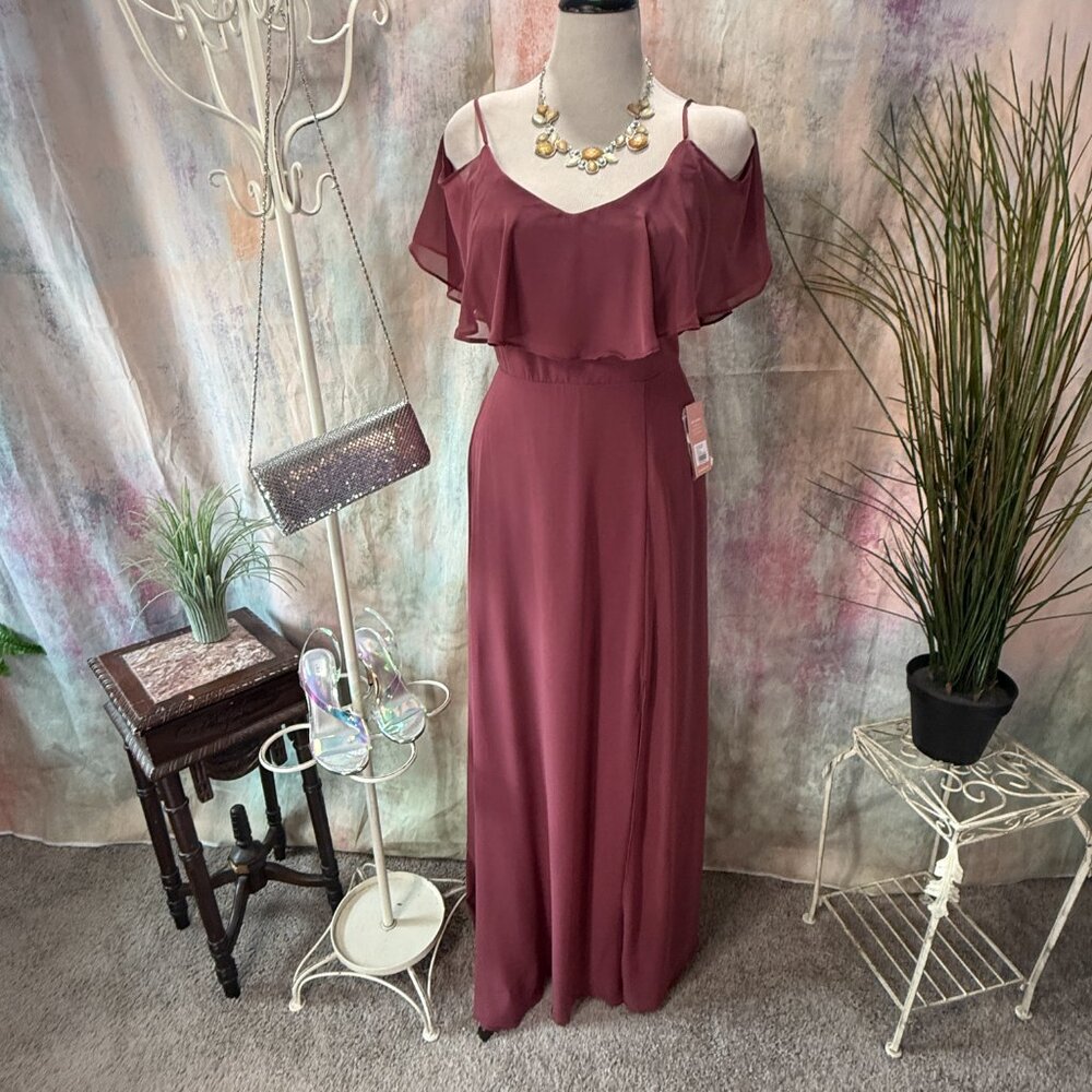 New 📌Birdy Grey Draped Sleeves High Waist Bridesmaid - Formal Chiffon Dress